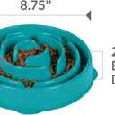 Outward Hound Fun Feeder Slo Bowl  Medium 2Cup Capacity, Slow Feeding, Small to Medium Dogs & Cats, Non-Slip, Turquoise, Drop Pattern