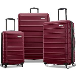 Samsonite Omni 2 Hardside Expandable Luggage with Spinner Wheels, 3-Piece Set (19/24/28), Natural Merlot
