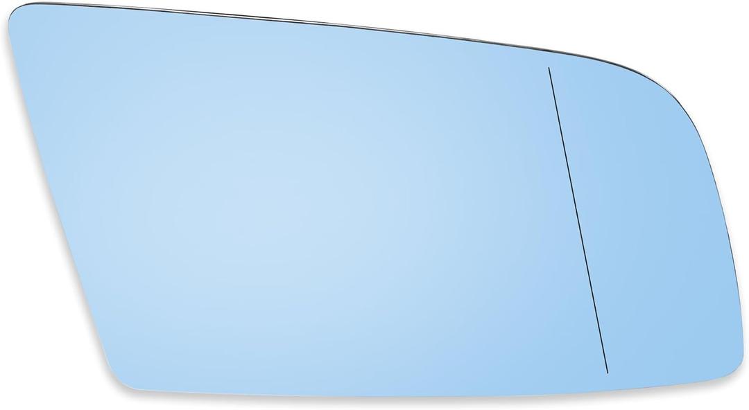 X AUTOHAUX Car Rearview Mirror Glass Replacement with Backing Plate Blue Heated Right Passenger Side for BMW 550i 525i 528i 545i