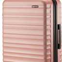 Amazon Basics 26" Hard side Medium Checked Luggage, Expandable Hard shell Suitcase with Telescoping Handle, Scratch-Resistant Surface, Four Multi-directional Wheels, Rose Gold