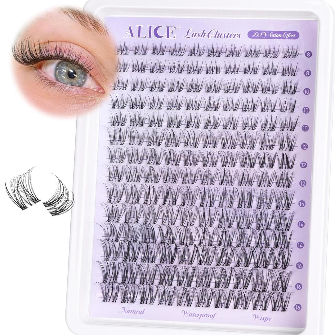 Wispy Lash Clusters Invisible Band Natural Lash Extensions Waterproof 8-16mm Cluster Eyelash Extension D Curl DIY Individual Cluster Lashes By ALICE