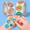 3000 PCS Reward Stickers for Teachers Cartoon Animals Stickers Fun Stickers Reward Stickers for Teacher Encourage Student Round Reward Sticker for Kid (1 Inch, 6 Rolls, 500 Labels/Roll)