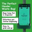 Header Pet Waste Station Bags - 2,400pcs of 8" x 13" Hanging Dog Waste Station Bags - Extra Thick (20 Microns), Durable, & Opaque Design - Single-Pull & Easily Disposable Refills