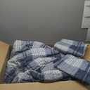 SLEEPBELLA Comforter King Size, 600 Thread Count Cotton Navy Blue & Grey Buffalo Pattern Blue Plaid Comforter Sets, Down Alternative Bedding Set 3Pcs (King, Navy Plaid)