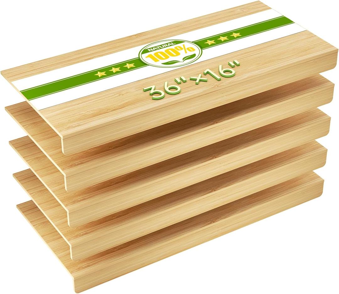 Bamboo Wire Shelf Covers, 5-Pack, 36" W x 16" D