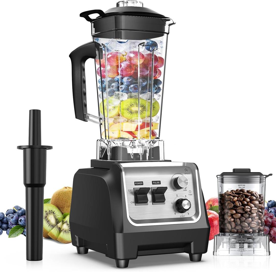 H-Duka 1800W Blender for Smoothies, 70oz Pitcher & 20oz Grinder, 28000 RPM High Speed Countertop Blender for Kitchen for Ice Crushing, Frozen Fruits & Nut Butter, 1-5 Min Timer, Multiple Speeds