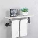 MBQQ Iron Pipe Shelves Industrial Bathroom Shelves with Towel bar,24in Rustic Metal Pipe Floating Shelves Pipe Wall Shelf,1 Tier Industrial Shelf Wall Mounted, Retro White