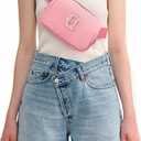 2 x Uygafly Personalized Belt Bag for Women Girls - Fashion Mini Waist Packs with Adjustable Strap - Trendy Travel Fanny Pack Crossbody Bags with Initial Letter - Teen Gifts | Peach,Q