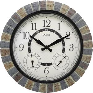OCEST 18inch Large Indoor Outdoor Clock Illuminated Wall Clock with Thermometer Hygrometer & Night Light Waterproof Battery Operated Silent Non-Ticking Wall Clocks Decor for Patio Pool Porch Bathroom (Black Wide Pointer)