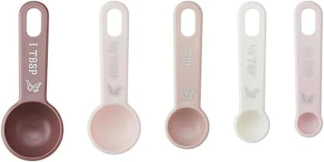 Dolly Parton Measuring Spoon Set with Butterfly Accents, Easy-Read Markings, Nesting Design with Ring, 5-Piece, 1/4 tsp to 1 tbsp
