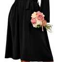 SCOMCHIC Plus Size Wedding Guest Wrap V Neck Dress Long Sleeve Cocktail Party Ruffle Belted A-Line Flowy Midi Dresses XL