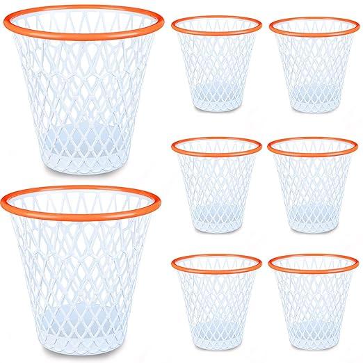 Wonderjune 8 Pcs Basketball Trash Can 4.5 Gallon Basketball Garbage Can Plastic Waste Basket Trash Bin Gift for Home Office Kitchen Living Room Gym