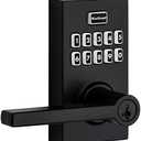Kwikset 99170-004 SmartCode 917 Keypad Keyless Entry Contemporary Residential Electronic Lever Lock Deadbolt Alternative with Halifax Door Handle and SmartKey Security, Matte Black