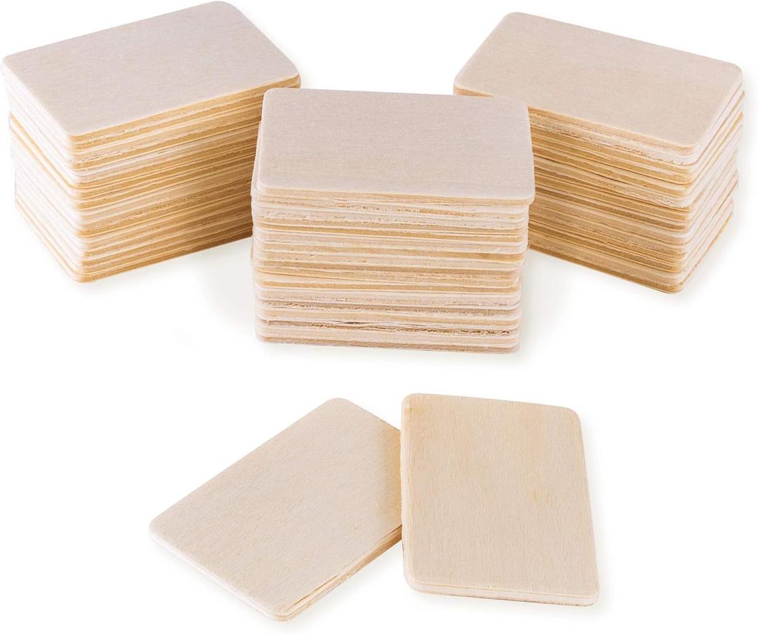 Super Z Outlet 50 Pack Unfinished Natural Wood Rectangle Blank Pieces Wooden Tags Slices for Arts & Crafts, Painting DIY Decorations, Embellish, Burning & Staining (2.08 x 1.37 Rectangle)