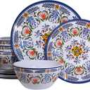 Melamine Dinnerware Set 12-Piece for 4 Dish Set Plates Bowls Unbreakable Dishware for Indoor Outdoor Use Lightweight Durable for Camping Picnics Parties Purple