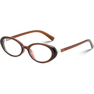 FEISEDY Oval Blue Light Glasses for Woman Vintage Small Face Lightweight Eyeglasses Retro Nerd Y2K Frame B0290 (Transparent Tea)