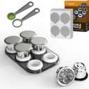 Reusable Capsules for Nespresso OriginalLine - 6pcs Refillable Coffee Pods,Stainless Steel Cups Compatible for Nespresso OriginalLine Machine (6Pods+100pcs Lids+Storage Board)