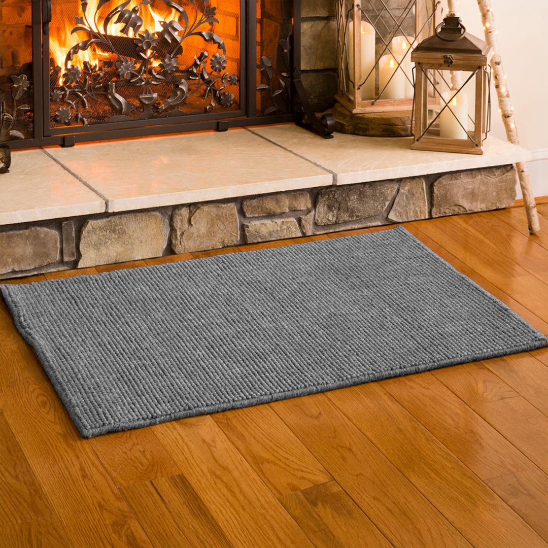Plow & Hearth Dalton 24x32" Hearth Rug Fireproof | Ash | Wool Blend Fireplace Mat | Hearth Rugs for Fireplaces Fire Resistant | Protect Hardwood Floor and Carpet from Sparks and Embers Wood Stove