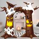 Halloween Door Decorations Large Spooky Ghost Tree Halloween Door Hanging Banner Halloweens Ghost Tree Porch Sign for Creepy Halloweens Haunted House Party Backdrop Photo Props Supply 9.4 x 9ft
