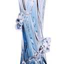 Hand Blown Blue Glass Vase, Unique Art Beautiful Ocean Glass Vase for Home Centerpiece, Coffee Table, Living Room, Office Decor - 11.8" H(Large)