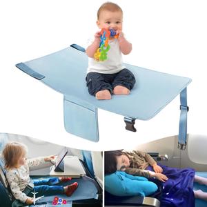 Toddler Airplane Bed, Kids Airplane Seat Extender Travel Bed, Kids Airplane Travel Essentials, Airplane Must Have for Toddlers, Portable Plane Foot Rest for Flights (Blue)