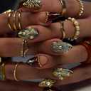 Fall Press On Nails Short Almond Luxury Brown Nails With Gems