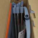 kelamayi Upgrade Broom and Dustpan Set, Self-Cleaning with Dustpan Teeth, Indoor&Outdoor Sweeping, Ideal for Dog Cat Pets Home Use, Stand Up Broom and Dustpan (Gray&Orange)