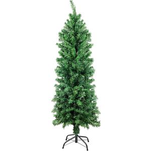 Suunyglade 4FT Green Artificial Christmas Tree, Premium Hinged Pine Tree with Solid Foldable Metal Legs, Pencil Shape Christmas Tree Perfect for Home, Shops and Holiday Decoration