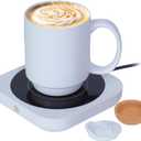Coffee Mug Warmer & Mug Set for Desk, Electric Coffee Cup Warmer with Ceramic Mug, Smart Heated Coffee Mug with Auto Shut Off for Office/Home, Christmas/Birthday/Coffee Gifts for Men & Women, White