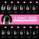 UNA GELLA Medium Oval Fake Nails Pre-shape 216pcs Round Gel Nail Tips Press on Nails for Full Cover Acrylic Round Oval Full Nails False Nails 12 Sizes False Soft Gel Tips