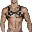 Men's Harness Belt Adjustable Body Chest Harness Belt Clubwear for Halloween Christmas (Black)