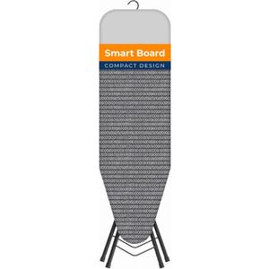 Happhom Ironing Board, Compact and Space Saver Iron Board, Safety Ironing with Park Zone and 4 Layers Extra Thick Cover, Patented Lock System for Foldable Leg, Easy Storage with Smart Hanger (13x43) (13"x43" Denim Gray)