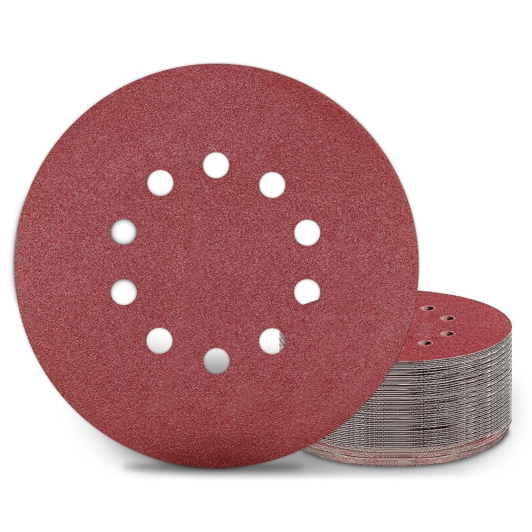 9 Inch 10 Holes Sanding Disc 100 Grit Drywall Sandpaper 30PCS for Popcorn Ceiling Sander Pads
