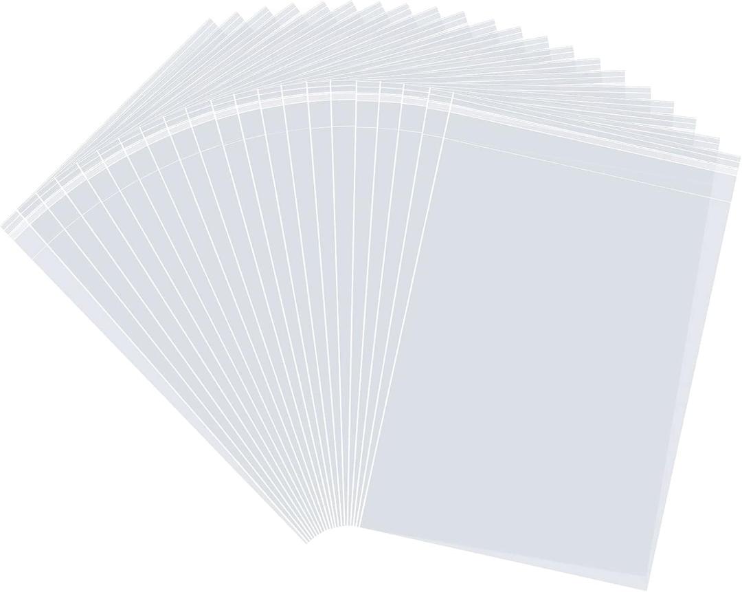 joybest 500 Pcs 8 x 10 Inch Resealable Clear Cellophane Bags Self Sealing Plastic Cello Poly Bags