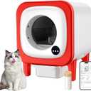 Self Cleaning Litter Box, Extra Large Automatic Cat Litter Box Self Cleaning for Multiple Cats, App Control, Safety Protection, Ultra-Quiet,Includes Trash Bags,Red
