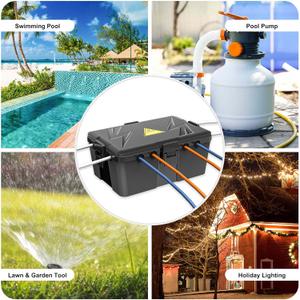 Iwillink Large Outdoor Electrical Box (12.6 x 8.6 x 5.1 inch), IP54 Waterproof Extension Cord Cover Weatherproof with 8 Cable Seal Entry, Protect Power Strip, Holiday Light, Timer Outlet Plug, Black I