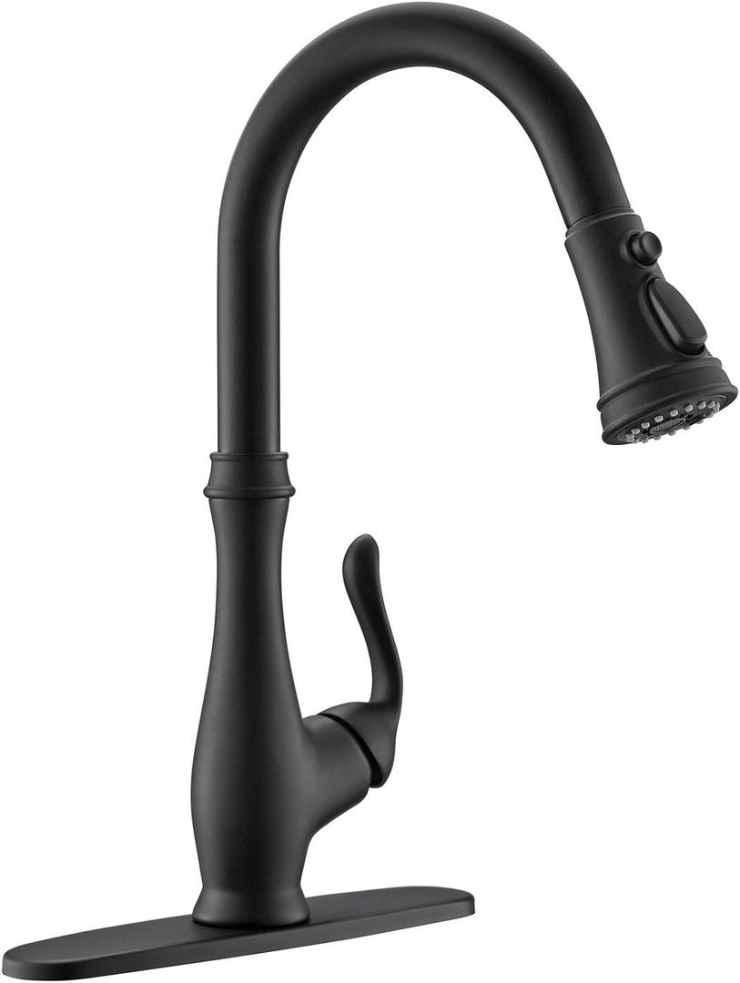 Kitchen Faucets, Sweep Spray Mode, Kitchen Sink Faucet, Sink Faucet, Kitchen Faucet Pull Down, RV faucets Kitchen, PB1013 (Black)