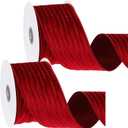 Yoojahow 2 Rolls Valentine Velvet Wired Ribbon 2.5 Inch x 10 Yards Ribbon for Gift Wrapping Xmas Decoration Topper Bows Making Wedding Decor Crafts Wreaths Supplies(Dark Red)