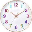 HZDHCLH Kid Wall Clocks Battery Operated,12 Inch Silent Non Ticking Modern Wall Clock for Nursery Kids Room Living Room Bedroom Kitchen Office Classroom Decor (Gradient)