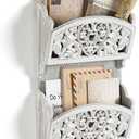 Mail Organizer with Key Holder,2-Slot Mail Holder with 4 Key Hooks for Wall Decorative, Wooden Hanging Organizer for File Letter in Shelf Home Farmhouse Decor for Entryway Office