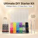 17000Pcs Rhinestones for Bedazzling, 4mm Bedazzler Kit with Flatback Rhinestones for Clothes Crafting Crafts Nails Clothing, Flat Back Resin Rainbow Colorful Colored Crystal with B 7000 Glue Clear