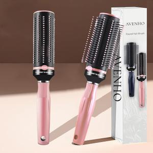 Curl Defining Brush Retractable Detangling Hair Brush for Curly, Straight Wet Hair, Round Hairbrush for Blow Dry, Soft Bristles, Travel brush for women (Pink)