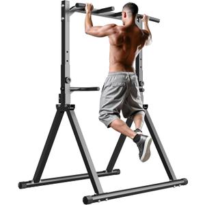 Pull Up Station Pull Up Bar for Home Gym Equipment Dip Station Power Tower Strength Training Fitness Equipment (BLACK - Foldable)