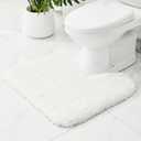 White Toilet Rug for Bathroom Floor Non-Slip Washable Toilet Mat U Shape Plush Absorbent Bath Contour Rug for Toilet 22x24 inches Luxury Around Toilet Rug
