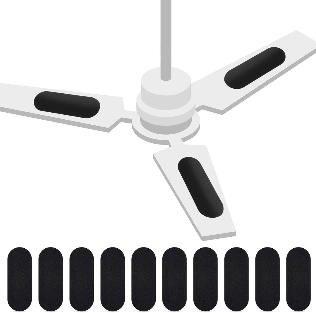 Tuanse 10 Pack Ceiling Fan Filters for Blades, Activated Coconut Activated Zeolite Ceiling Fan Air Filter, Stick Air Filter Purifiers for Common Household Contaminants (Black)