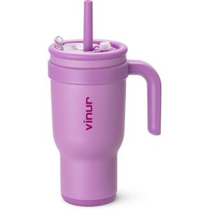 VINUR Insulated Tumbler with Handle-30 oz Stainless Steel Coffee Travel Mug with Leak Proof Straw Lid| Water Cup for Travel|Cup Holder Friendly|Gifts for Women, Lilac Purple VINUR Insulated Tumbler with Handle-30 oz Stainless Steel Coffee Travel Mug with Leak Proof Straw Lid| Water Cup for Travel|Cup Holder Friendly|Gifts for Women, Lilac Purple