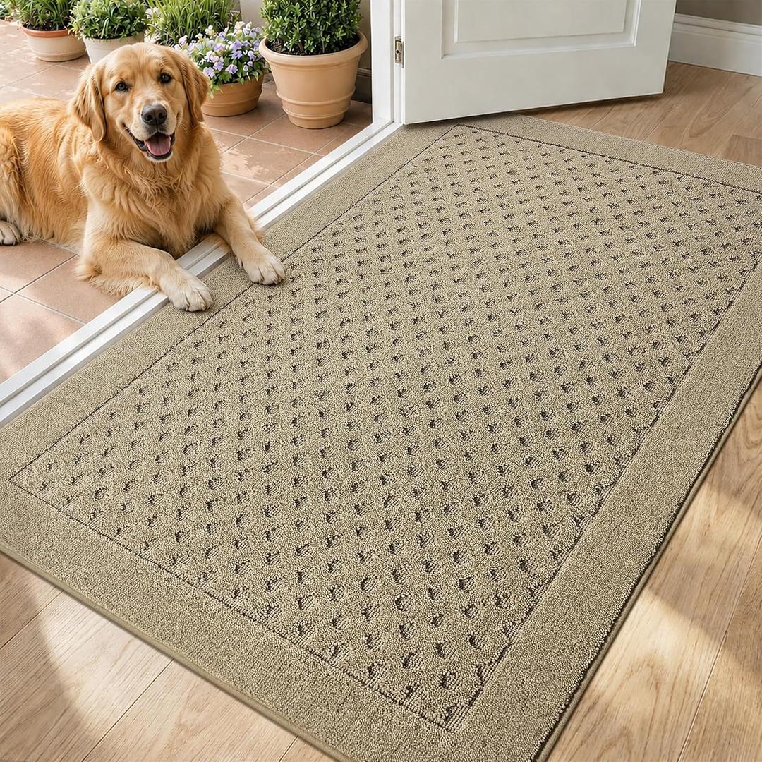 Dirt Trapper Door Mat 32"x 48", Non-Slip Entryway Rugs, Beige
Washable Doormat, Stain Resistant and Absorbent Welcome Mat, Low Profile Floor Mats for Front Back and Entrance