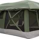 Gazelle Tents™, T4 Tandem Hub Tent, Easy 90 Second Set-Up, Waterproof, UV Resistant, Convertible Screen Room, Removable Floor, 4-8 Person, Alpine Green, 78" x 94" x 165", GT450GR