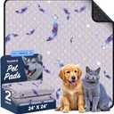 WanpeeGoo Washable Pee Pads for Dogs, 2Pack Reusable Puppy Pads, Super Absorbent & Leakproof Dog Pads, Anti-Slip Dog Pee Pads for Puppy Training & Incontinence, Feather Pattern 24"x24"
