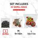 (8" x 9") 20-Pack Reusable Vacuum Seal Food Bags (Vacuum Sealer Machine Not Included), Compatible with CNAOA Vacuum Sealers